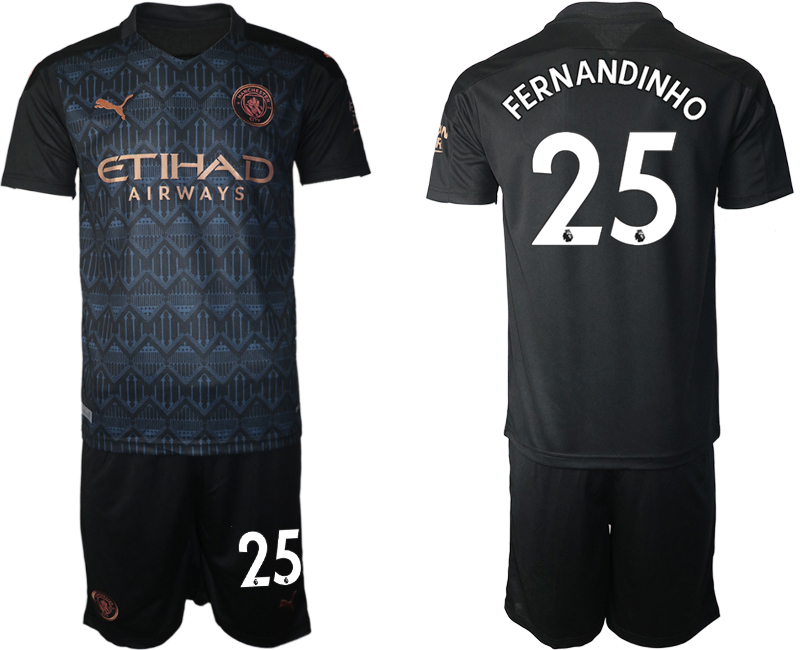Men 2020-2021 club Manchester City away #25 black Soccer Jerseys